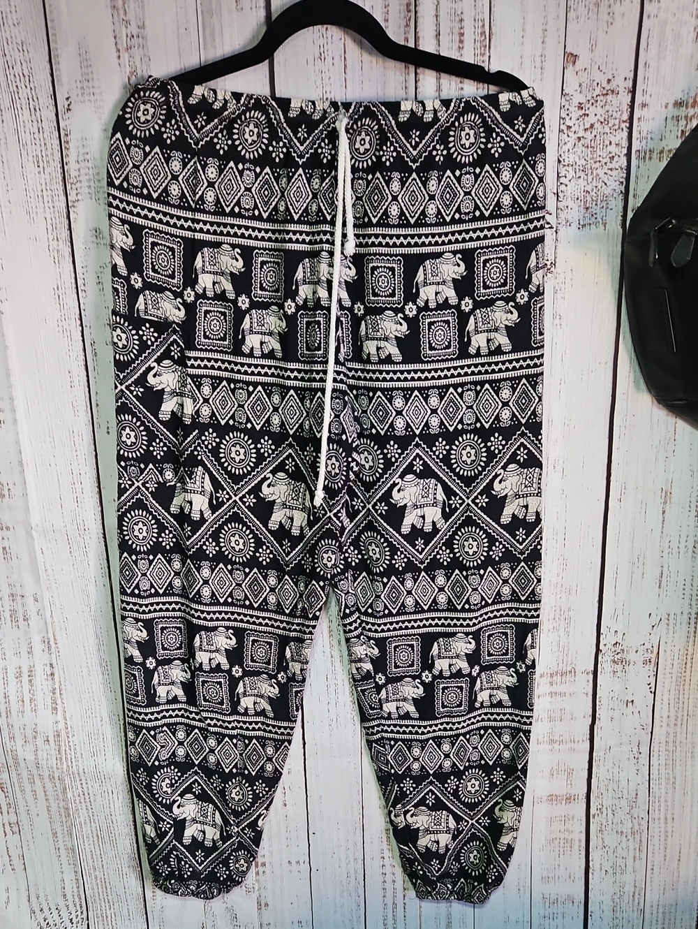 🖤 Black and White Elephant Print Harem Pants